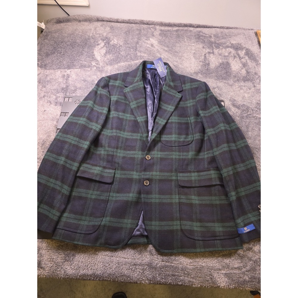 Polo Ralph Lauren Blackwatch Tartan Plaid Jacket Mens 40S Blazer Wool Blend